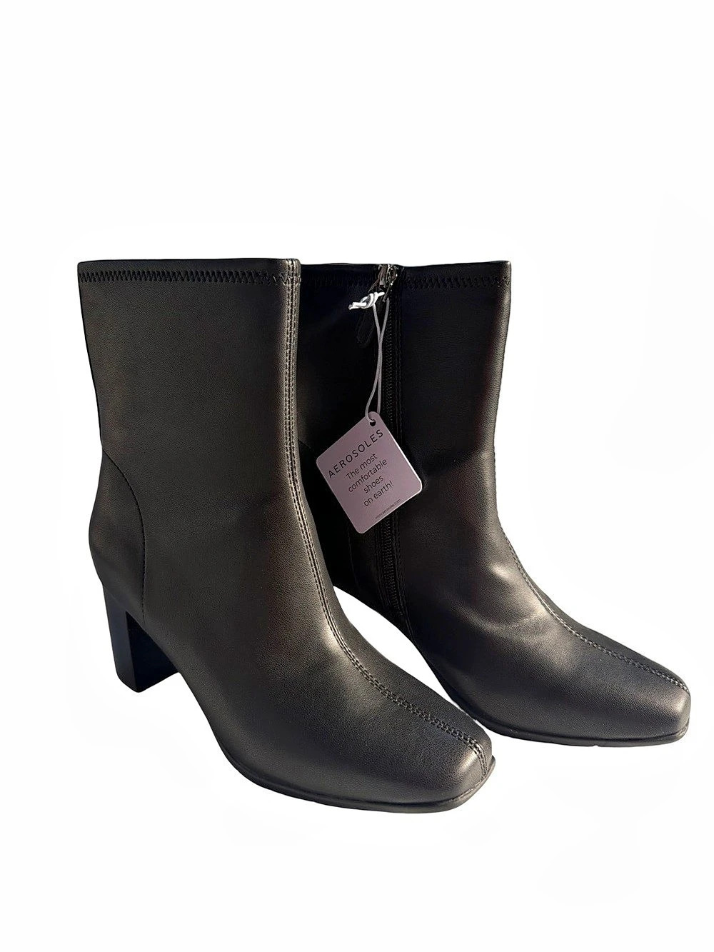 Aerosoles Miley Women’s Black Ankle Boots Size 7M Block Heels